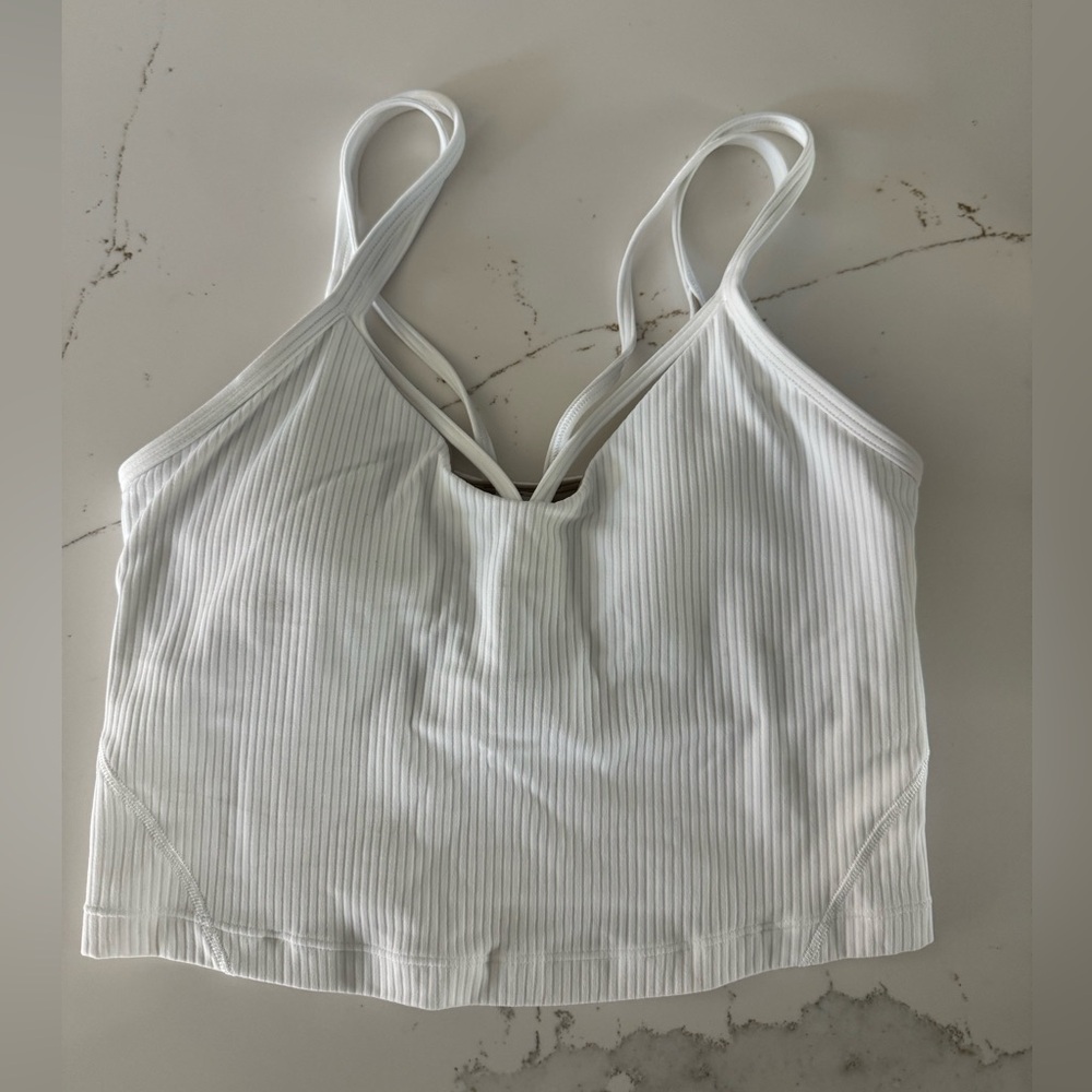 Lululemon white ribbed padded tank (size 4)